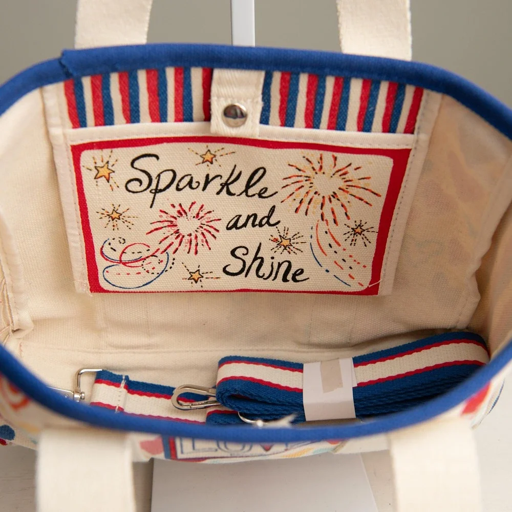 Brighton Purse NWOT Love Sparkle and Shine Canvas Tote Bag Heart Print Crossbody